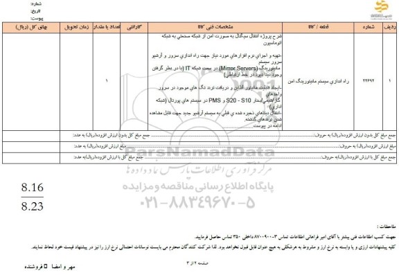 استعلام راه اندازی سیستم مانیتورینگ امن