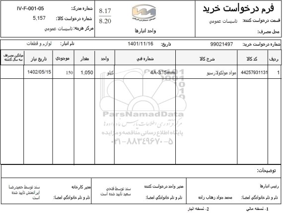 استعلام مواد مولکولارسیو