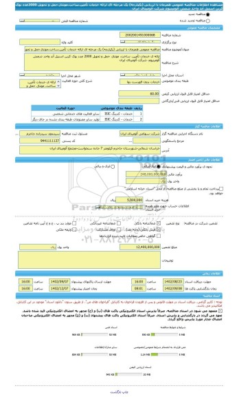 مناقصه، مناقصه عمومی همزمان با ارزیابی (یکپارچه) یک مرحله ای ارائه خدمات تأمین،ساخت،مونتاژ،حمل و تحویل 2000عدد یوک کربن استیل آند واحد شمش آلومینیوم شرکت آلومینای ایران