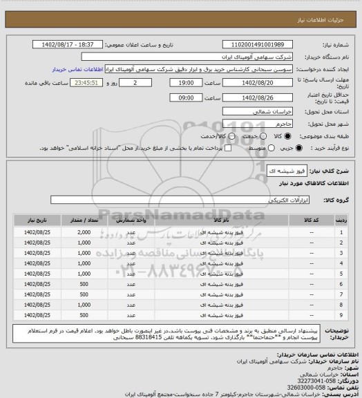 استعلام فیوز شیشه ای
