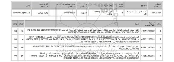 استعلام، گیت کنترل تردد شیشه ای