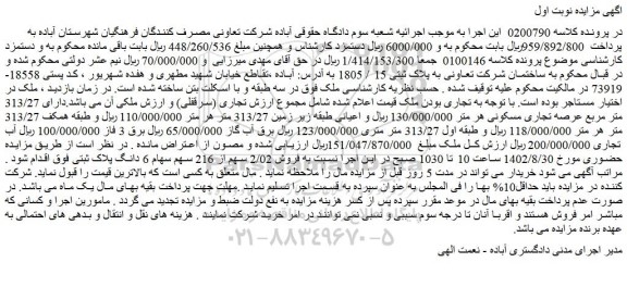 مزایده فروش تجاری (سرقفلی)