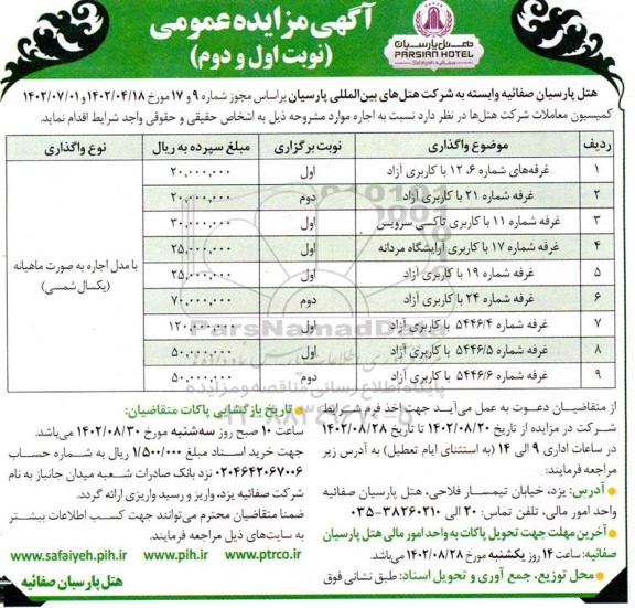 مزایده عمومی غرفه های شماره 6، 12 با کاربری آزاد..