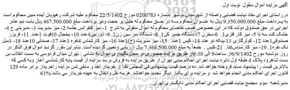 مزایده فروش 1- میز کنفرانس جلسه 2- میز مدیریت و...