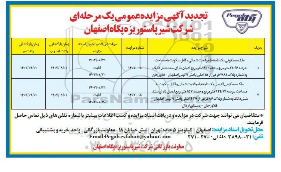 تجدید مزایده ملک مسکونی یک طبقه با موقعیت شمالی... 