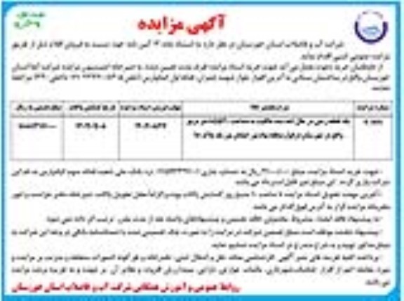 مزایده فروش یک قطعه زمین در حال اخذ سند مالکیت به مساحت 855.60مترمربع
