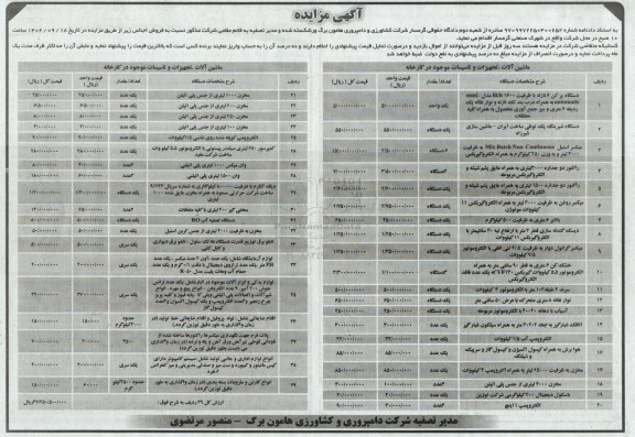 مزایده دستگاه پرکن ....