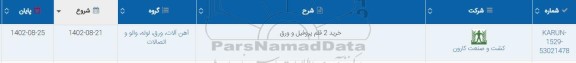 استعلام خرید دو قلم پروفیل و ورق 