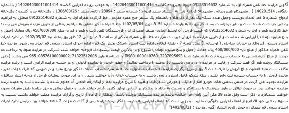 آگهی مزایده خط کارکرده همراه اول