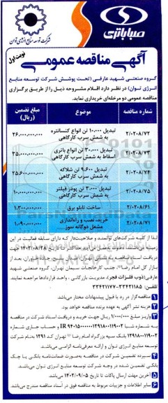 مناقصه تبدیل 10.000 تن انواع کنسانتره به شمش سرب کارگاهی ..