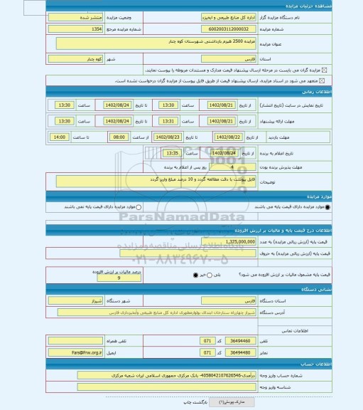 مزایده ، مزایده 2500 هیزم بازداشتی شهرستان کوه چنار