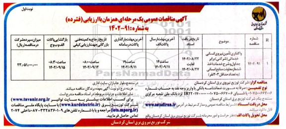 مناقصه واگذاری تامین نیروی انسانی خدماتی (شرکتی) 