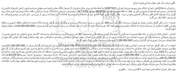 مزایده فروش ملک