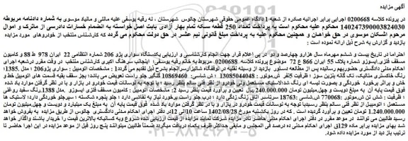 مزایده فروش یکدستگاه سواری پژو 206