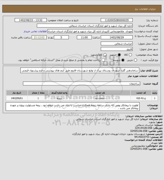 استعلام ساماندهی گلزار شهدای روستای بیرک از توابع شهرستان فاروج طبق آیتم های پیوستی و فرم پیشنهاد قیمتی