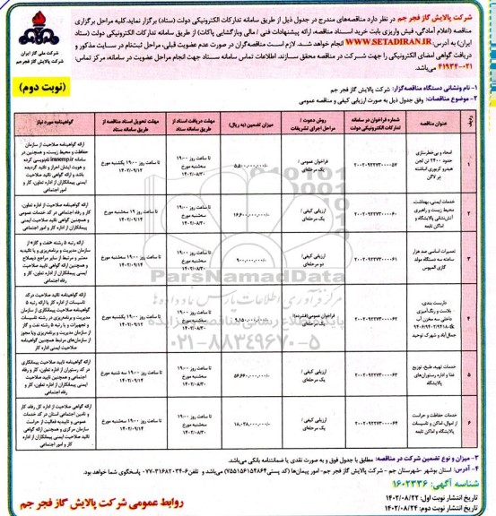 مناقصه امحاء و بیخطرسازی حدود 2400 تن لجن هیدروکربوری انباشته در لاگن ....- نوبت دوم