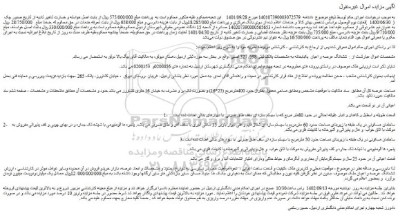 مزایده فروش ششدانگ عرصه و اعیان  یکبابخانه به مشخصات پلاک ثبتی 598/ 327 اصل 