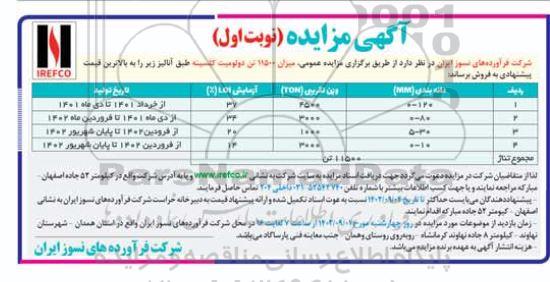 مزایده فروش میزان 11500 تن دولومیت کلسیته