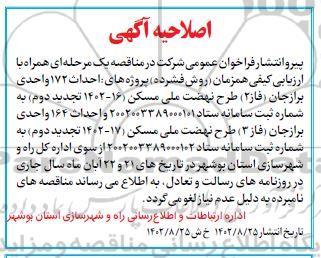 اصلاحیه تجدید فراخوان مناقصه آماده سازی اراضی 450 هکتاری...