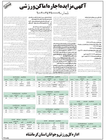 مزایده اجاره اماکن ورزشی