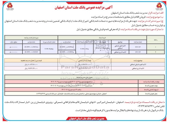 مزایده فروش اثاثیه انفورماتیکی اسقاطی ...