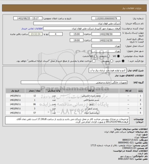 استعلام کنتو و لوازم هوشمند سازی برق و آب