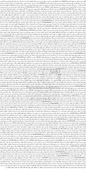 آگهی مزایده دو دانگ مشاع از ششدانگ پلاکهای 5 و 6 و 7 و 9 و 10 و 11 و 12 و 15 و 16 فرعی از 40 اصلی بخش یک