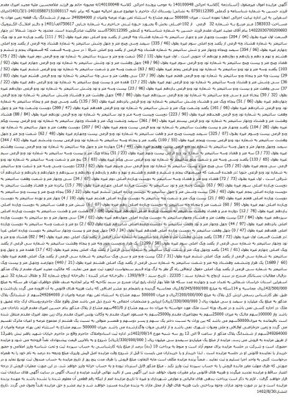 آگهی مزایده عرصه واعیان از 249264000 سهم از ششدانگ یک قطعه زمین موات به مساحت 1583033 متر مربع