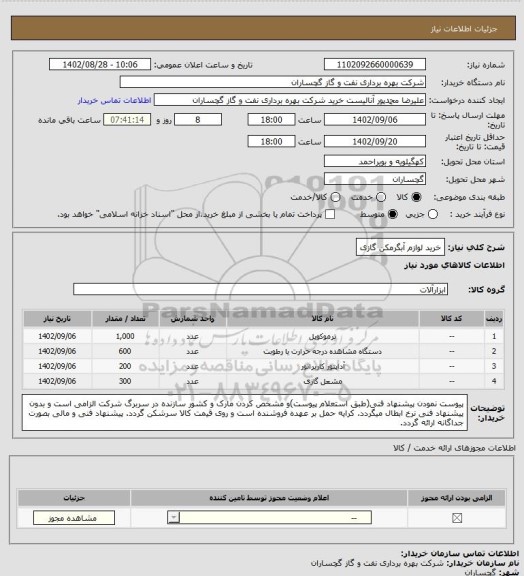 استعلام خرید لوازم آبگرمکن گازی