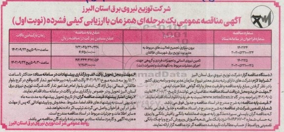 مناقصه عمومی برون سپاری تجمیع فعالیت های ...