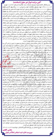مزایده فروش ششدانگ یک قطعه زمین به پلاک ثبتی شماره 263 فرعی از یک اصلی