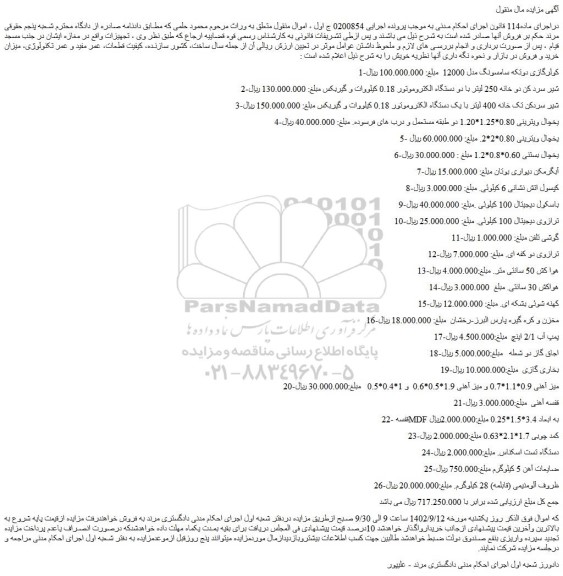 مزایده فروش کولرگازی دوتکه سامسونگ مدل 12000 و...