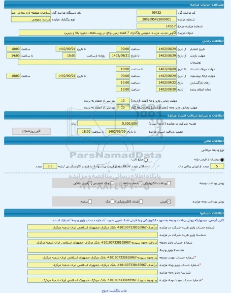 مزایده ، آگهی تجدید مزایده عمومی واگذاری 7 قطعه زمین واقع در روستاهای جفرود بالا و چپرپرد -مزایده زمین  - استان گیلان