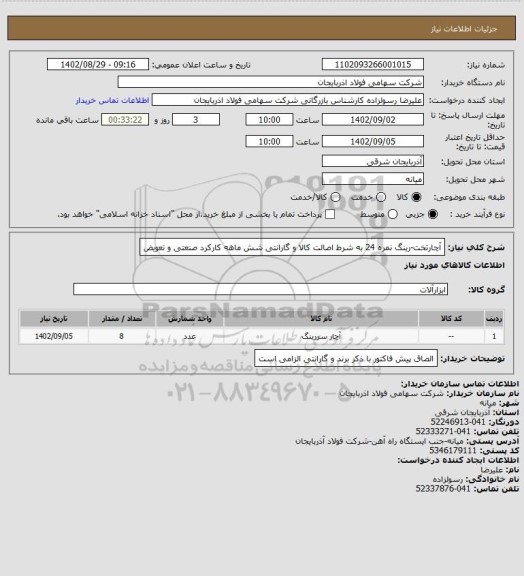 استعلام آچارتخت-رینگ نمره 24   به شرط اصالت کالا و گارانتی شش ماهه کارکرد صنعتی و تعویض