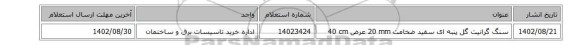 سنگ گرانیت گل پنبه ای سفید ضخامت 20 mm عرض 40 cm