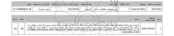 استعلام، Fireproof Fabric