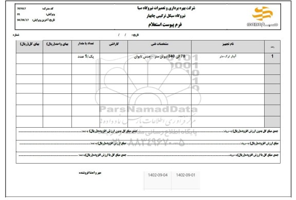 استعلام آچار ترک متر 
