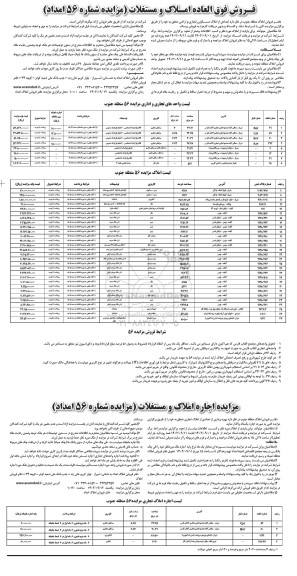 مزایده فروش و اجاره املاک و مستغلات 