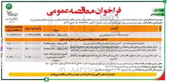 مناقصه عمومی اجرای عملیات دستمزدی پل های وزنی ...