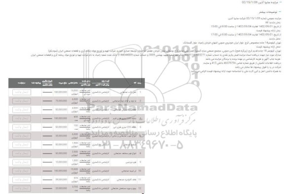 مزایده آهن آلات ضایعاتی ...