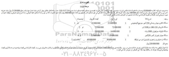 مزایده دستگاه الکترو جوش رضائی 250 آمپر سیم پیچ آلومینیومی و ...
