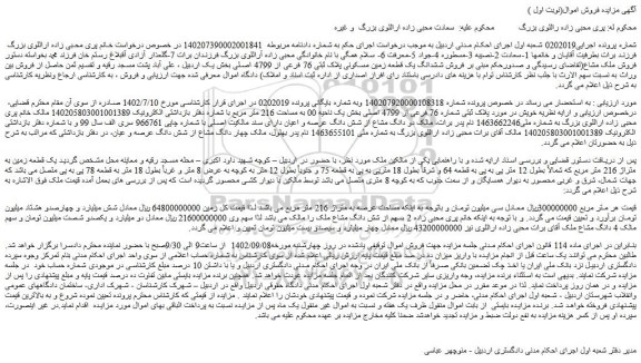 مزایده فروش ششدانگ یک قطعه زمین مسکونی پلاک ثبتی 76 فرعی از 4799 اصلی  