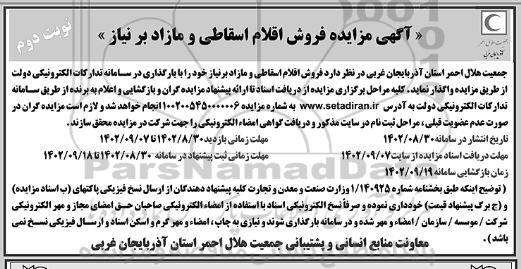 مزایده فروش اقلام اسقاطی و مازاد بر نیاز - نوبت دوم