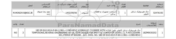 استعلام، جک هیدرولیک شاتل کانوایر