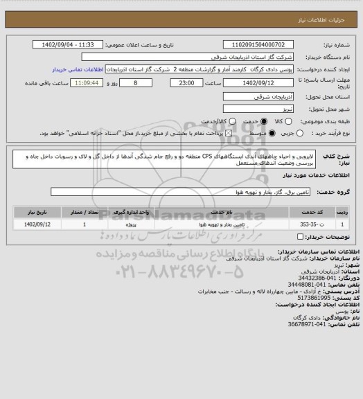استعلام لایروبی و احیاء چاههای آندی ایستگاههای CPS منطقه دو و رفع جام شدگی آندها از داخل گل و لای و رسوبات داخل چاه و بررسی وضعیت آندهای مستعمل