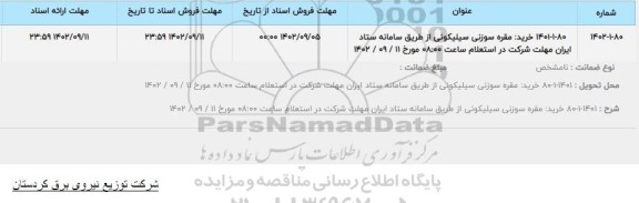استعلام خرید مقره سوزنی سیلیکونی