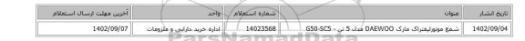 شمع موتورلیفتراک مارک DAEWOO مدل 5 تن - G50-SC5