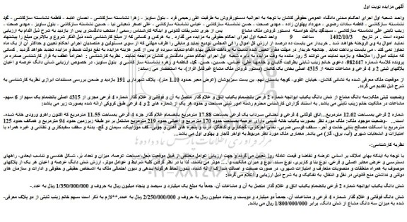 مزایده فروش ملک مشاع  