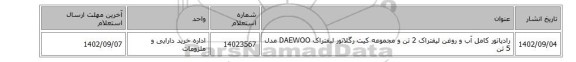 رادیاتور کامل آب و روغن لیفتراک 2 تن و مجموعه کیت رگلاتور لیفتراک DAEWOO مدل 5 تن