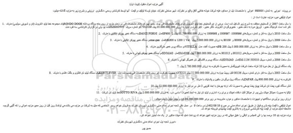 مزایده یک مجموعه خط تولید اشترودل ...